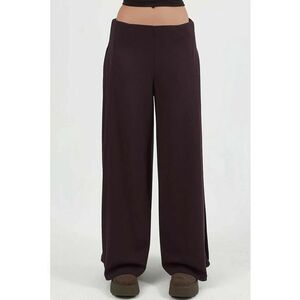 Pantaloni dama - plisati picior rosu - textil - Visiniu imagine