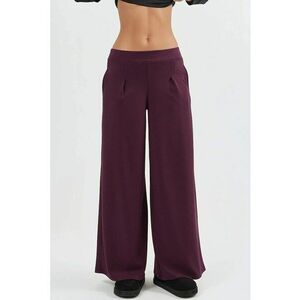 Pantaloni dama picior larg - talie elastica - Visiniu imagine
