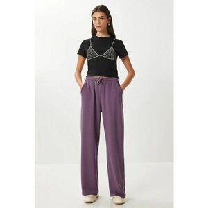Pantaloni dama - Happiness Istanbul - pantaloni picior mov ametist - textil - Violet imagine