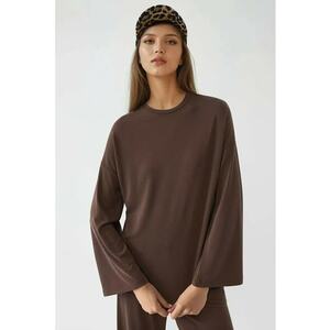 Bluza dama - maneca lunga - maro cafeniu - jerseu - Maro imagine
