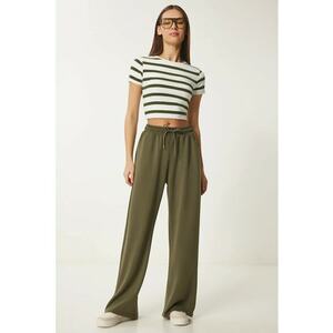 Pantaloni dama - Happiness Istanbul - Pantaloni de trening ISTANBUL - picior verde textil - Kaki imagine