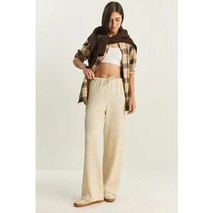 Pantaloni dama - talie inalta - picior bej - textil - Crem imagine