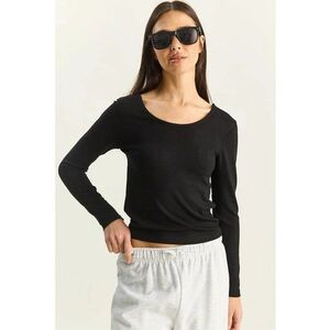 Bluza dama - tricotata - in U - jerseu - Negru imagine