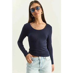 Bluza dama - tricotata - in U - jerseu - Albastru marin imagine