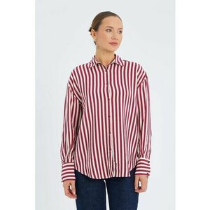 Camasa cu maneca lunga - dungi - textil - Visiniu imagine