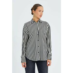 Camasa cu maneca lunga - dungi - textil - Negru imagine
