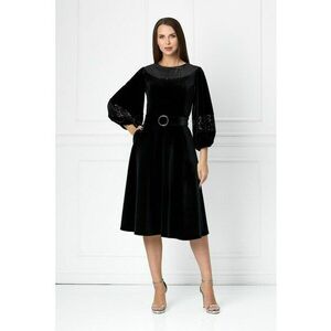 Rochie midi cu aspect de catifea si insertii stralucitoare Feodora - Negru imagine
