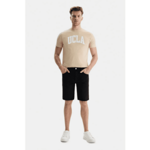 Pantaloni scurti cu bucle in talie pentru curea - Darrel - Negru - Negru imagine