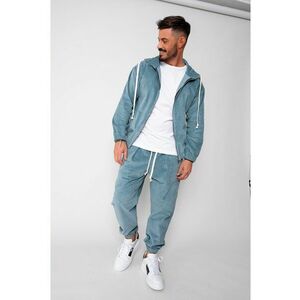 Set Hanorac cu fermoar si Pantalon Lung din reiat Corduroy Storm Blue 20003 - Storm Blue imagine