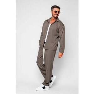 Set Camasa si pantalon lung cu snur Taupe 19886 - Bej imagine
