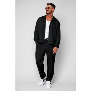 Set Jacheta cu fermoar si pantalon lung Black 19788 - Negru imagine