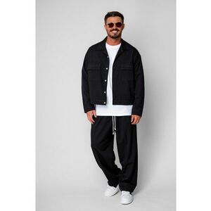 Set Jacheta cu buzunare si pantalon lung Black 19797 - Negru imagine