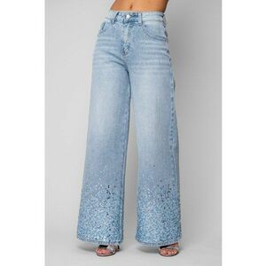 Blugi lungi cu paiete Light Blue 20022 - Albastru deschis imagine