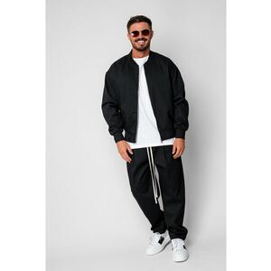 Set Jacheta cu fermoar si pantalon lung drept Black 19900 - Negru imagine