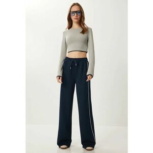 Pantaloni dama - Happiness Istanbul - de bumbac - regular fit - bleumarin - Albastru marin imagine