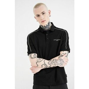 Tricou polo de bumbac cu logo discret - Alb/Negru imagine