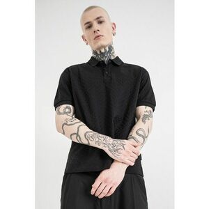 Tricou polo de bumbac cu model - Negru imagine