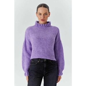 Pulover scurt - Tricot - Guler inalt - Violet imagine