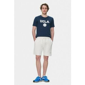 Pantaloni scurti din amestec de bumbac - casual - imprimeu cu logo discret - JARVIS - Alb imagine