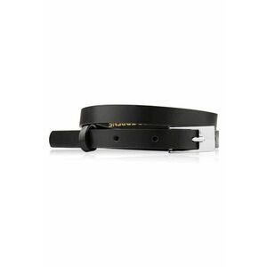 Curea din piele pentru femei - neagra - catarama argintie - Negru imagine