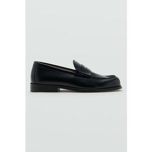 Pantofi loafer de piele cu varf patrat - Negru imagine
