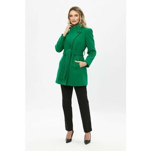 Palton scurt din amestec de lana cu inchidere cu cordon - Verde imagine