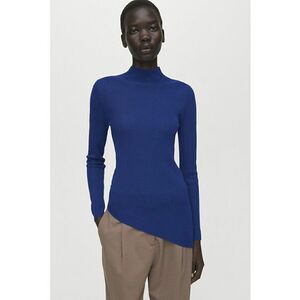 Pulover slim fit tricotat - Albastru royal imagine