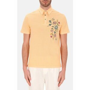 Distretto - Tricou polo din bumbac cu imprimeu floral - Galben imagine