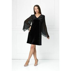 Rochie scurta de catifea cu maneci plisate Aspasia - Negru imagine