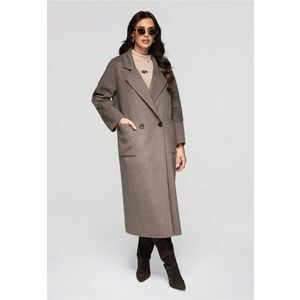 Palton lung din amestec de lana OW-COLC-0110 - Bej imagine
