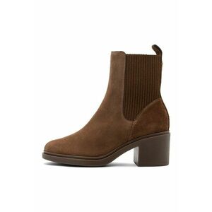Botine de piele intoarsa cu toc - Maro inchis imagine