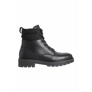 Ghete de piele cu insertii textile - Negru imagine