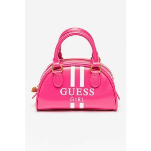 Geanta din piele ecologica cu bareta de umar si logo - Fucsia imagine
