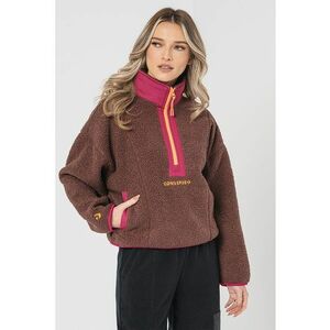 Bluza de trening din blana shearling sintetica cu maneci cazute - Maro imagine