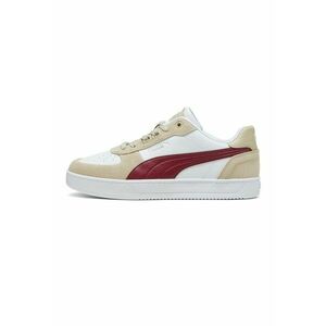 Pantofi sport de piele ecologica cu garnituri de piele intoarsa - Alb/Visiniu/Bej imagine