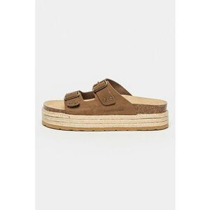 Papuci flatform din piele Ludmilla - Maro imagine