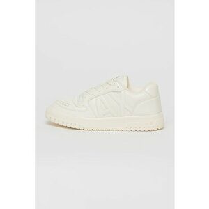 Pantofi sport de piele ecologica cu logo - Crem imagine