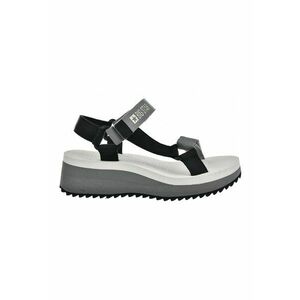 Sandale wedge cu model colorblock - Negru/Gri deschis imagine