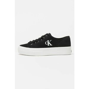 Pantofi sport din material textil cu talpa flatform - Alb/Negru imagine