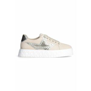 Pantofi sport de piele intoarsa si piele cu nituri - Maro nisip imagine