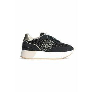 Pantofi sport flatform cu garnituri de piele intoarsa - Negru stins imagine