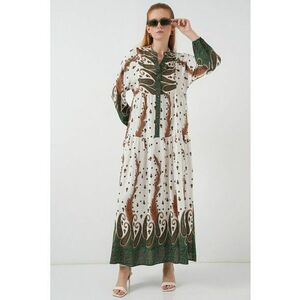 Rochie maxi - inchidere cu nasturi - textil - galben mustar - Galben chihlimbar - imagine