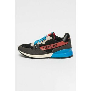 Pantofi sport cu garnituri de piele intoarsa si cu logo Milltown - Negru/Rosu inchis/Gri inchis imagine