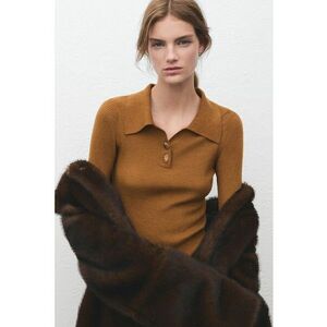 Pulover slim-fit cu striatii - Maro imagine