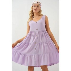 Rochie mini dama - HiCCUP - fara maneci - decolteu in V - poliester/viscoza - violet imagine