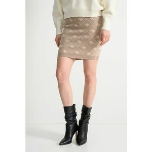 Fusta mini cu model - Alb fildes/Maro deschis imagine