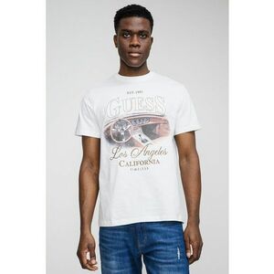 Tricou de bumbac cu imprimeu logo - Alb/Maro deschis imagine