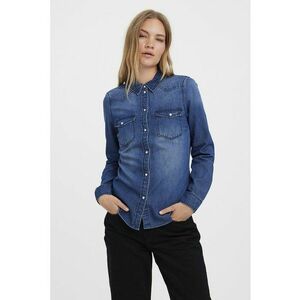 Camasa din chambray cu maneci lungi - Albastru inchis imagine