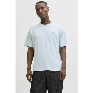 Tricou de bumbac organic cu imprimeu logo - Albastru pastel imagine