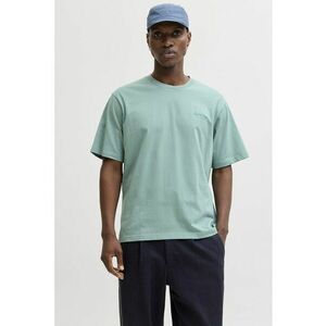 Tricou de bumbac organic cu imprimeu logo - Albastru aquamarin imagine